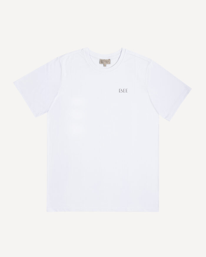 T´Shirt Man White "VERB TO BEE" Printed on the back - Image 2