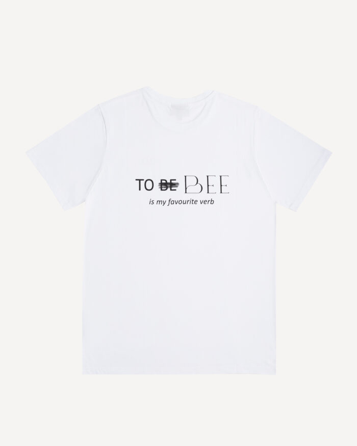 T´Shirt Man White "VERB TO BEE" Printed on the back